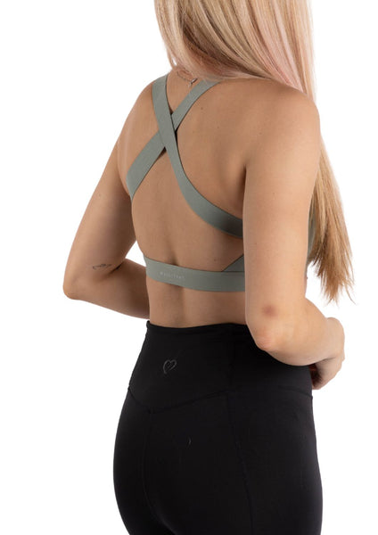 Cross Strap Sports Bra - Sage