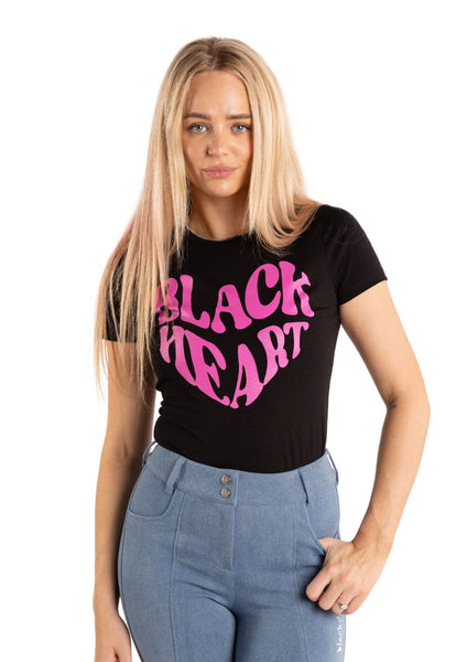 Slogan T-Shirt - Black & Hot Pink