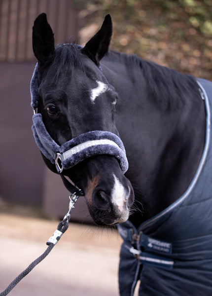 Faux Fur Head Collar and Lead Rope - Grey