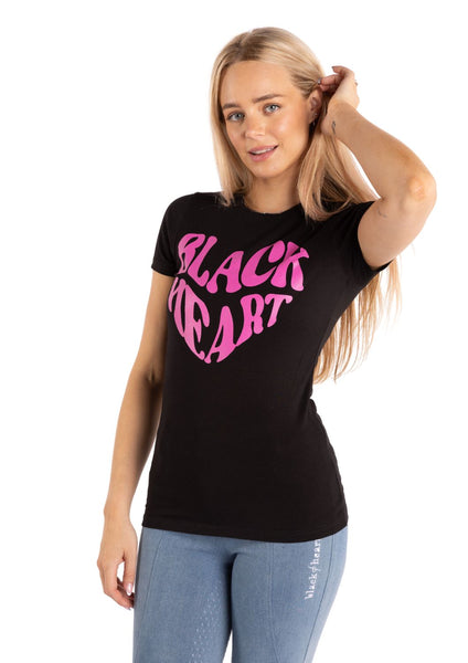 Slogan T-Shirt - Black & Hot Pink