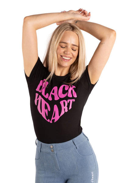 Slogan T-Shirt - Black & Hot Pink