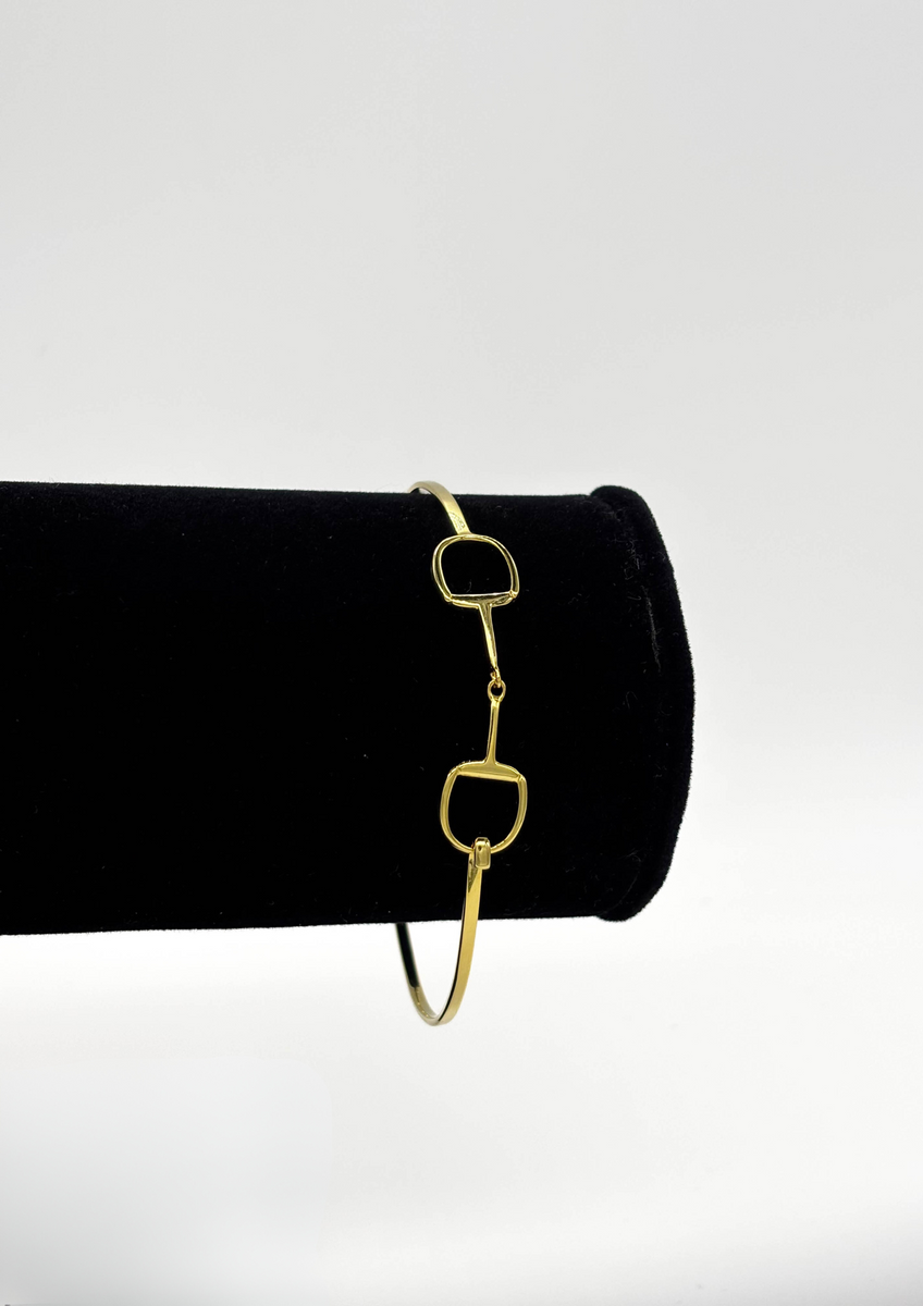 Bit Style Bangle Gold Snaffle Bit Bangle - Black Heart Equestrian