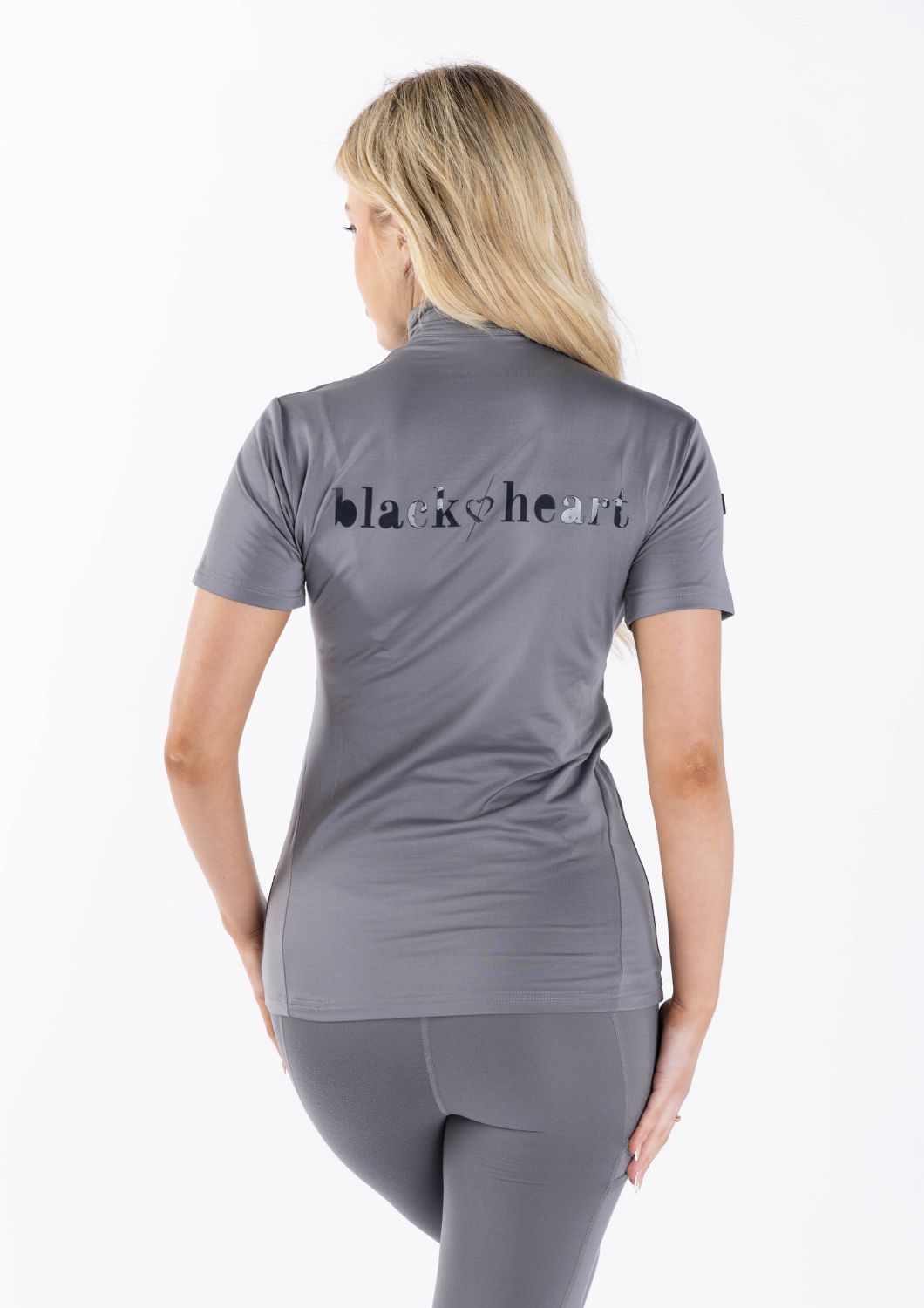 Grey Riding Base Layer Grey Short Sleeve Base Layer - Black Heart Equestrian