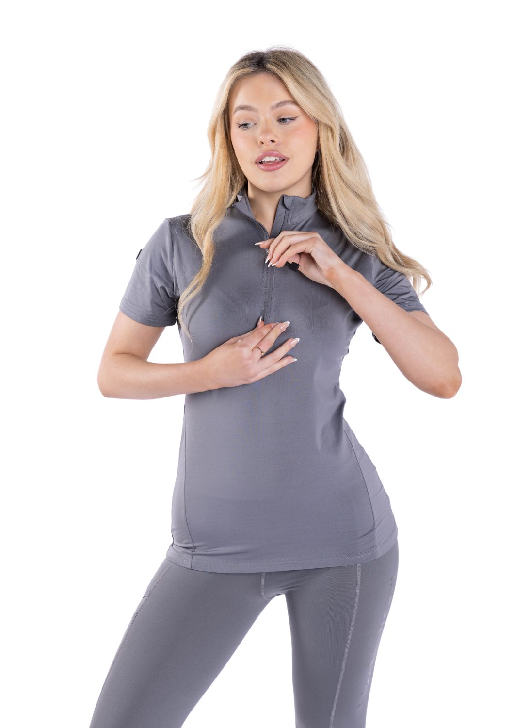 Grey Riding Base Layer Grey Short Sleeve Base Layer - Black Heart Equestrian