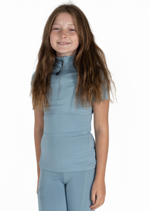 Junior Short Sleeve Base Layer - Aqua
